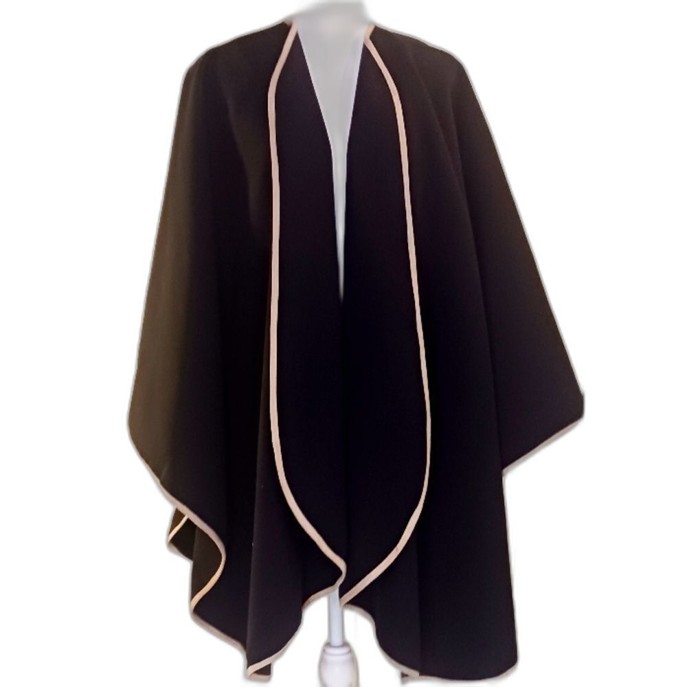 Chico's Heavy Fleece Cape Poncho High Fashion Wrap Women's L/XL Black NWOT